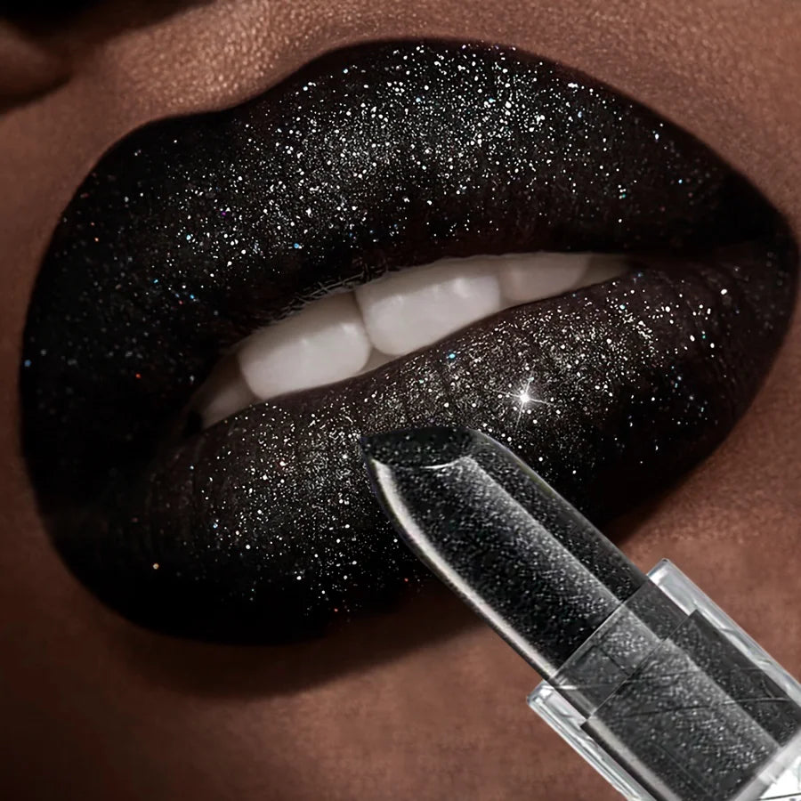 Waterproof Glitter Lipstick Sexy Black Lip Gloss Shiny Lip Tint  Cosmetics Halloween Lips Makeup - kellylooksshop
