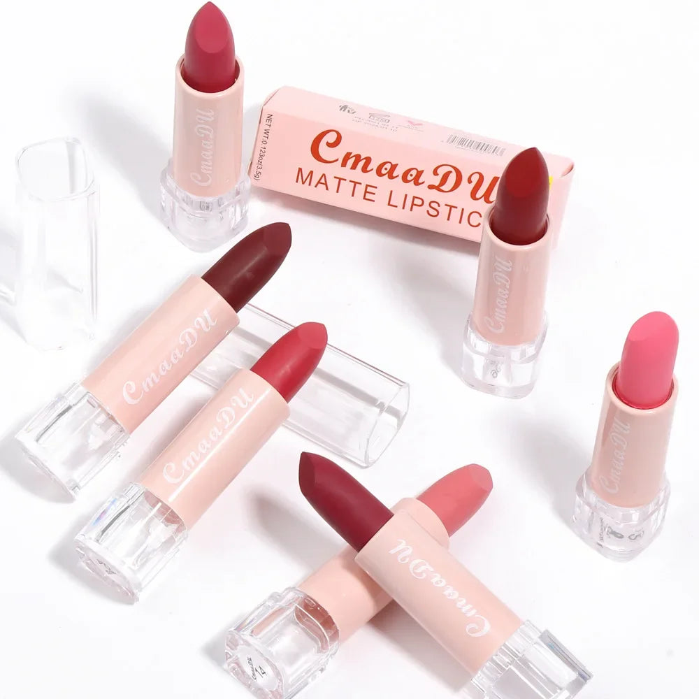 1PC Matte Nude Lipstick Waterproof Long Lasting Non-stick Cup Sexy Red Pink Velvet Lipsticks Women Makeup Cosmetic 15 Colors - kellylooksshop