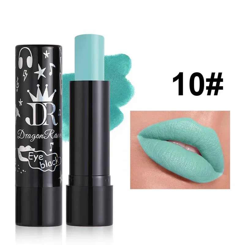 New 12 Colors Matte Lipsticks Waterproof Pink Black Blue Velvet Lipstick Long Lasting Makeup Lip Stick Halloween Cosmetics NEW - kellylooksshop