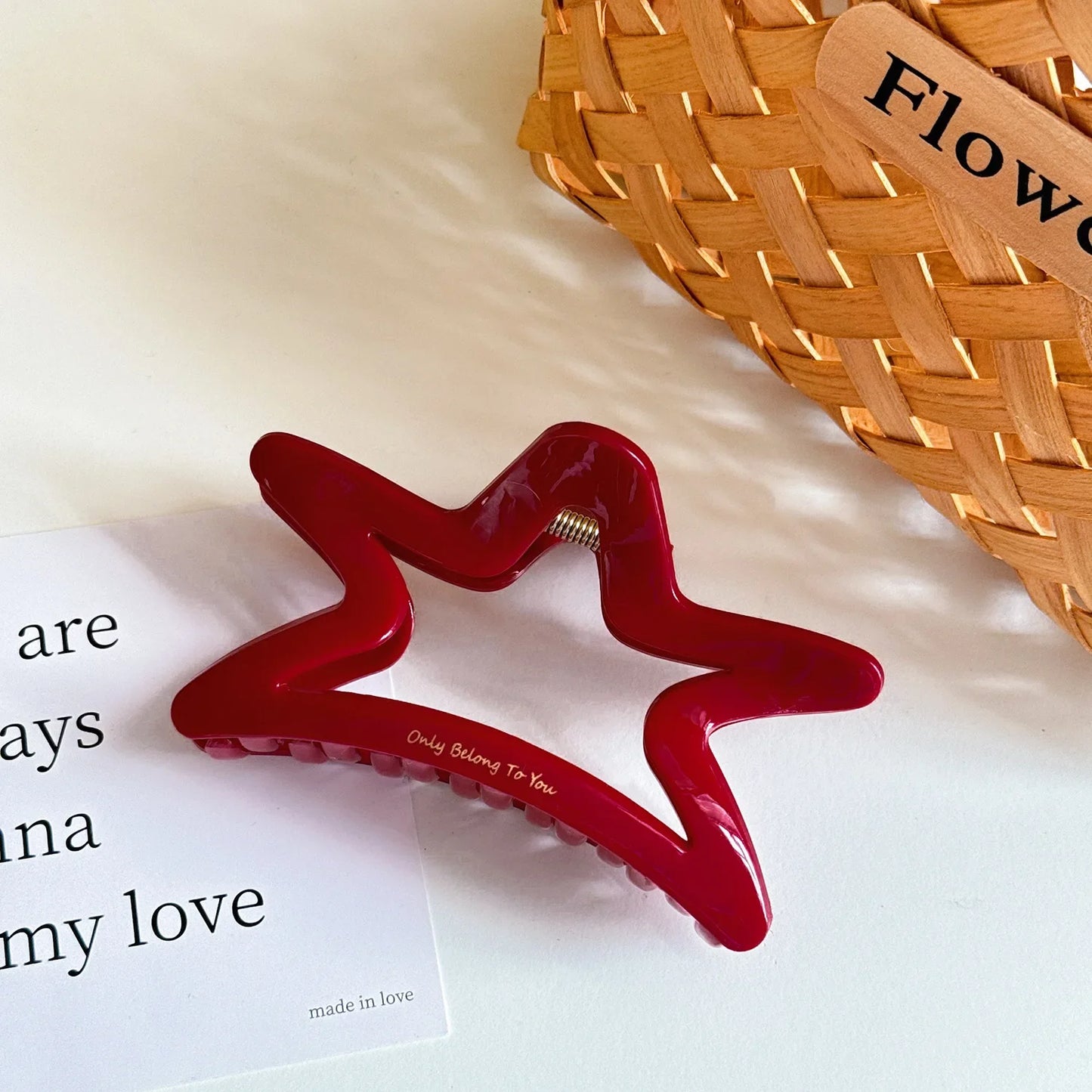 French Red Collection! Large Grip Gold Letters Label Hair Claw Woman Elegant Hairpins Shark Clip Crab Barrettes Hair Accessories - Kellylooks Shop