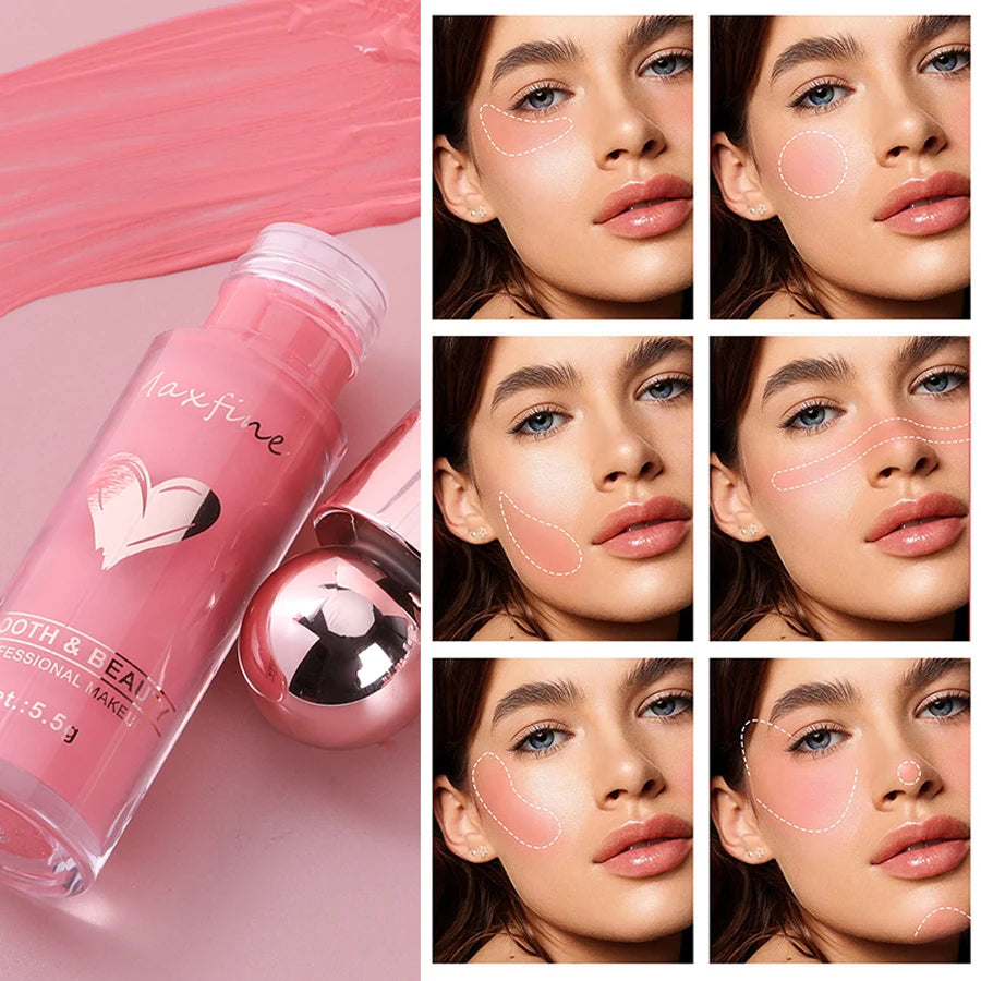Multi-Use Waterproof Liquid Blush Lasting Moisturizer Matte Natural Face Blusher - kellylooksshop