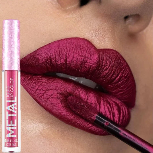 Matte Glitter Liquid Lip Gloss Makeup Waterproof Non-stick Cup Metal Lipstick Set Lasting Shiny Lip Color Tone Charming Lipstick - kellylooksshop