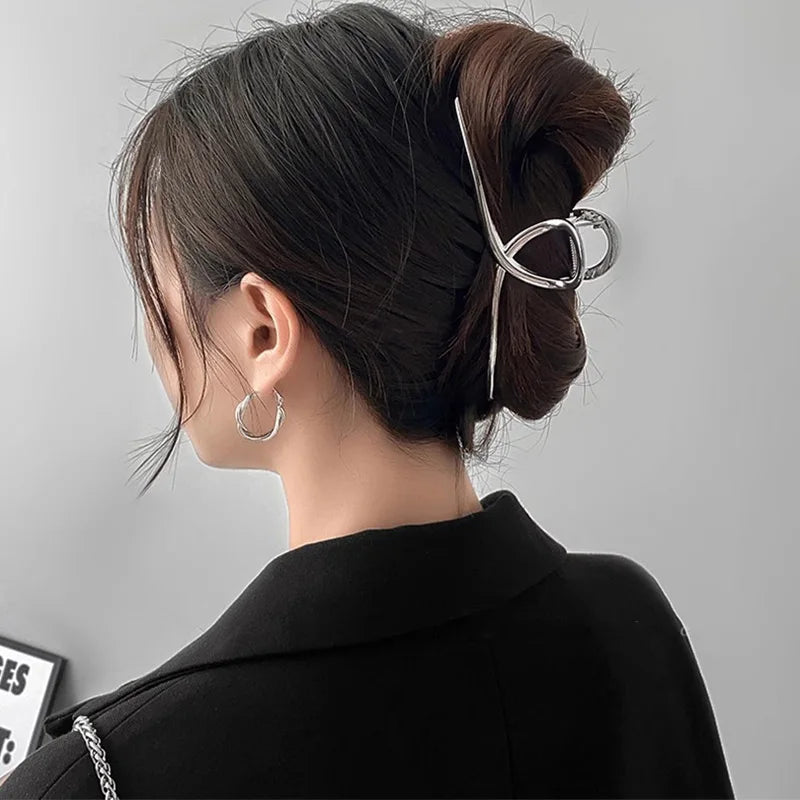 Vintage Silver Geometric Metal Hair Claw For Women Girls Long Hair Holder Headband Hair Claw Clip Fashion Hair Accessories - Kellylooks Shop