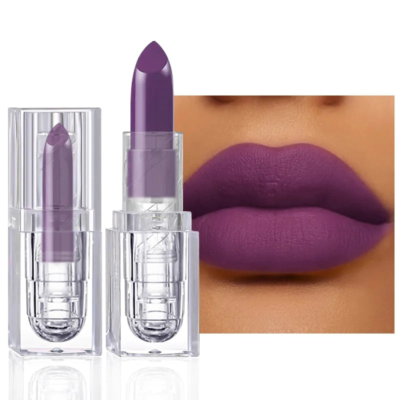 Purple Colors Velvet Matte Lip Mud Liquid Lipstick Waterproof Nude Lip Gloss  Sexy Women Lip Glaze Cosmetic - kellylooksshop