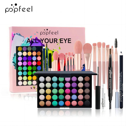 POPFEEL Eye Makeup Set 40 Color Eyeshadow Palette Eyebrow Pencil Eyeliner Pen Mascara With A Set Of Makeup Brushes Eye Cosmetics - kellylooksshop