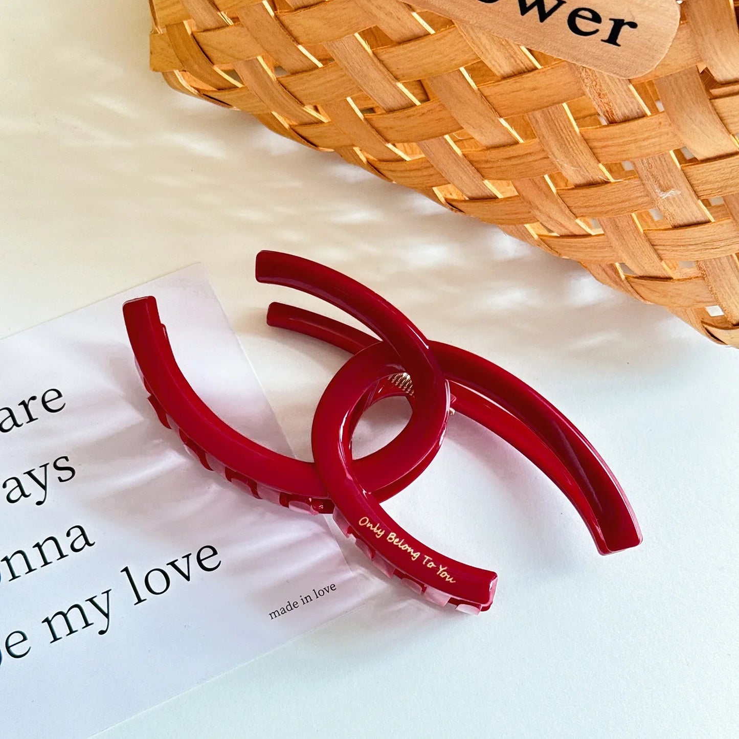 French Red Collection! Large Grip Gold Letters Label Hair Claw Woman Elegant Hairpins Shark Clip Crab Barrettes Hair Accessories - Kellylooks Shop