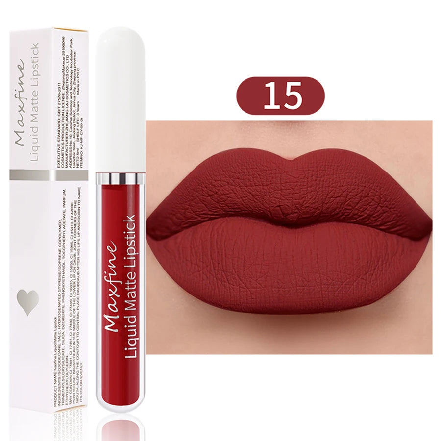 Matte Lipstick Long-Lasting Liquid Lipstick High Pigment Waterproof Velvet Lip Glaze Moisturizing Portable And Non Stick Cup - kellylooksshop