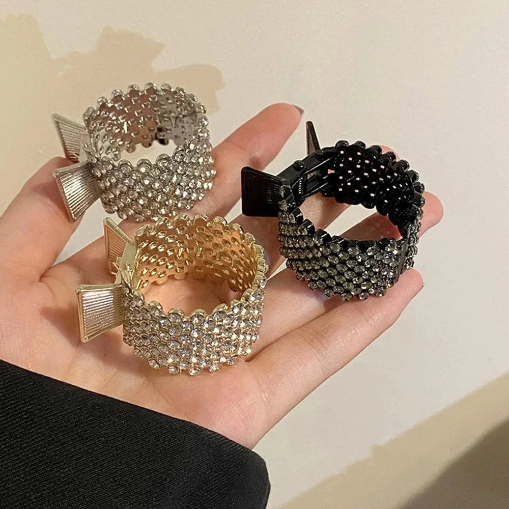 Fashion Pearl Rhinestone Metal Hair Clip Women Girls Mini High Ponytail Holder Crystal Hair Claws Elegant Party Headdress - Kellylooks Shop
