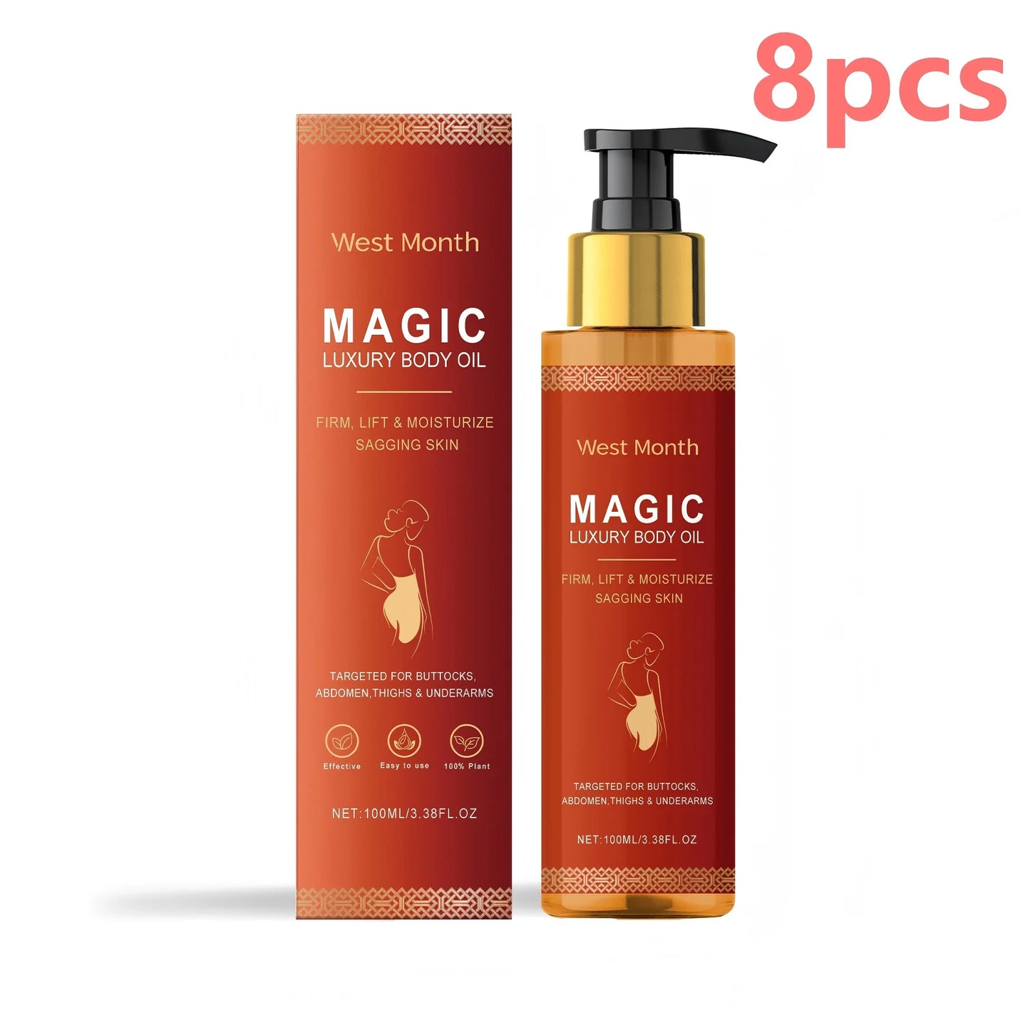 West Month Magic Luxury Body Oil Moisturizing Skin Tightening Lifting Firm Chest Thigh Lift Smooth Rejuvenation Body Massage Oil