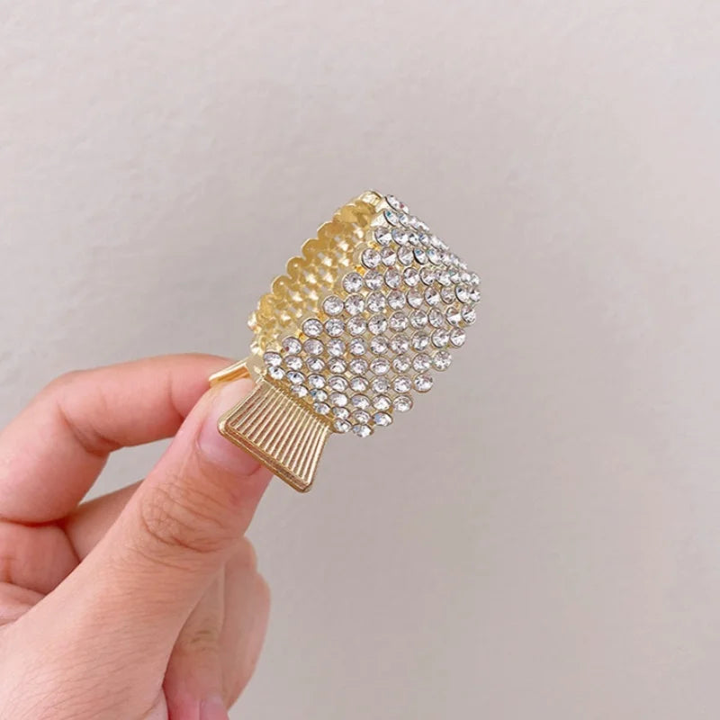 Fashion Pearl Rhinestone Metal Hair Clip Women Girls Mini High Ponytail Holder Crystal Hair Claws Elegant Party Headdress - Kellylooks Shop
