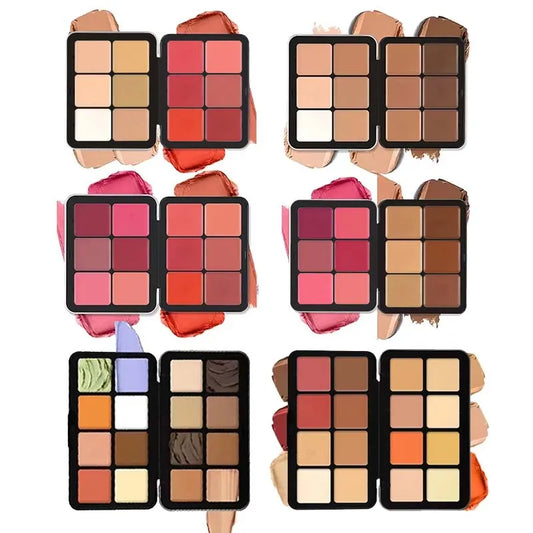 12-Color Iron Box Blusher Plate Multi-Color Cream Blush Plate Concealer Plate Contour and Highlighter Palette Makeup Blush Face - kellylooksshop