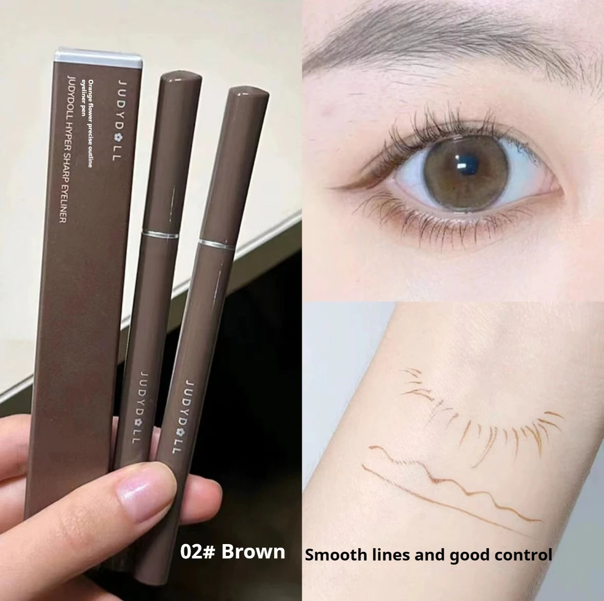 JUDYDOLL Super Fine Eyeliner Fine Brushwork Stain Free Waterproof Anti Shake Long lasting Fast Drying Slim And Enlarged Eyes - kellylooksshop