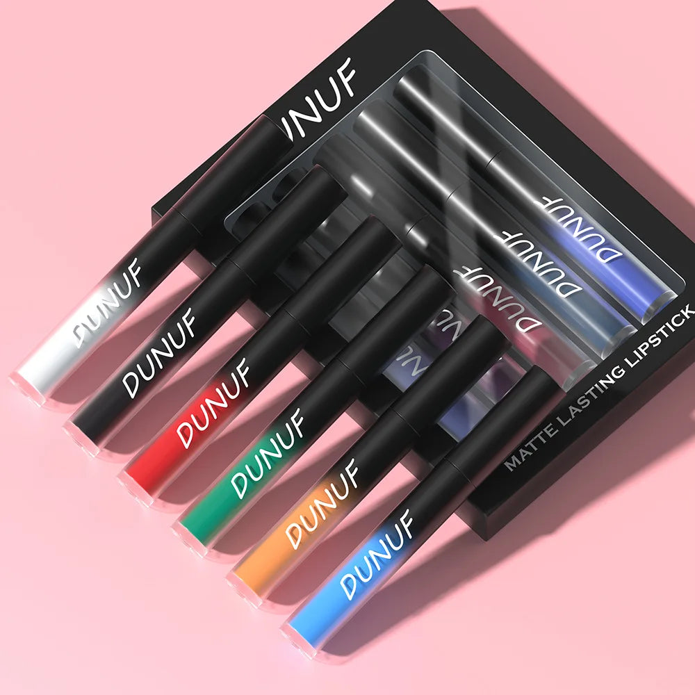 5pcs Matte Lipstick Set Waterproof Sexy Green Purple Blue Lip Gloss Kit Shiny Lip Tint Halloween Lip Makeup Tool Korean Cosmetic - kellylooksshop