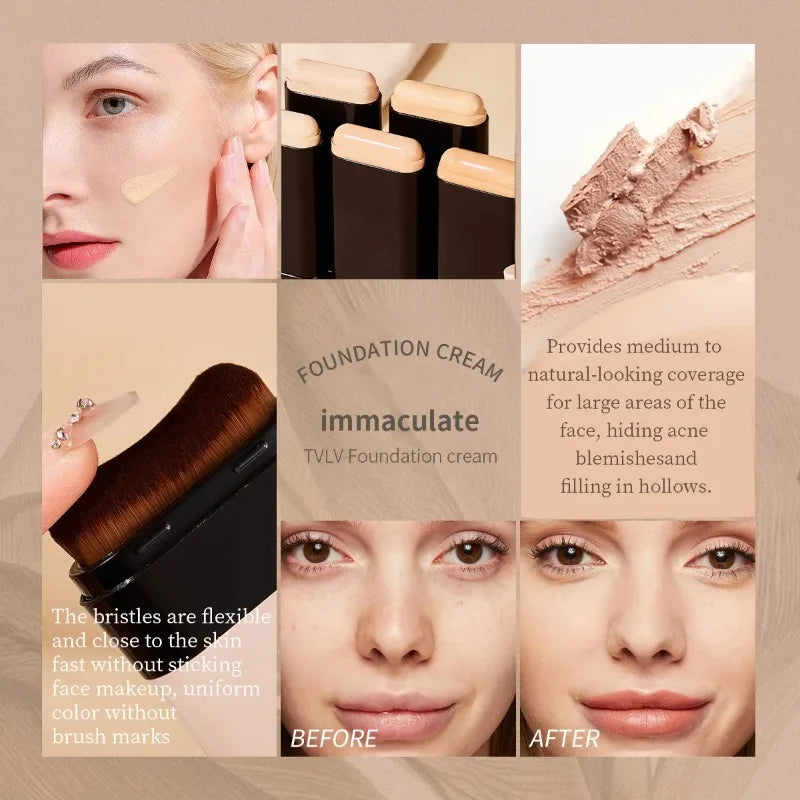 TVLV eraser foundation make-up stick 20g,with brush to brighten skin liquid foundation,non-marking,long-lasting makeup concealer - kellylooksshop