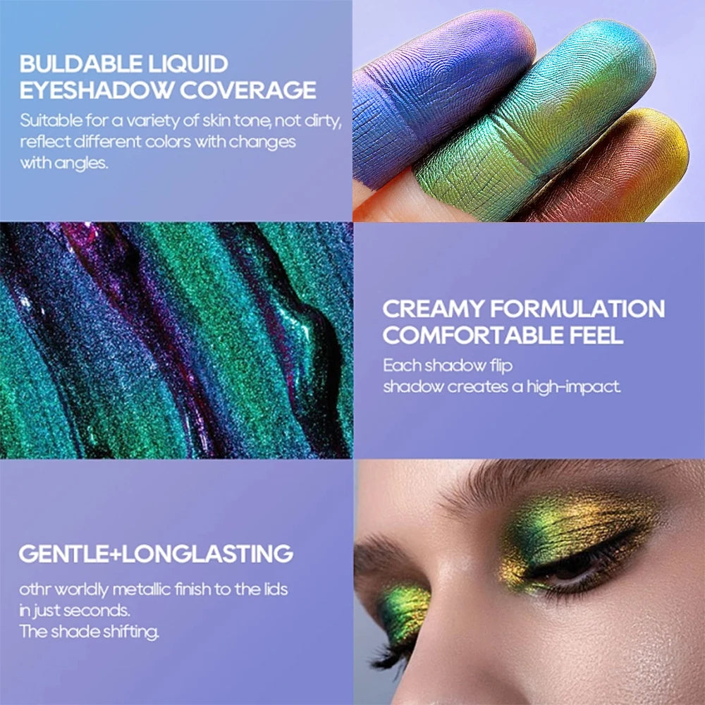 Chrome Shifting Pigments Chameleon Liquid Eyeshadow Shiny Long Lasting Multichrome High Eyeshadow Liquid Eye Makeup Art Cosmetic - kellylooksshop