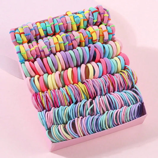 250/300Pcs Girls Colorful Hair Bands Set Nylon Elastic Rubber Band Children Ponytail Holder Scrunchies Kids Hair Accessories - kellylooksshop