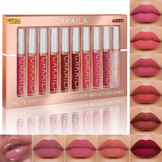10/6 PCS Lipstick Set Matte Nude Liquid Lip Stain Makeup for women Non stick Cup Lip Gloss Waterproof Long lasting Cosmetics - kellylooksshop