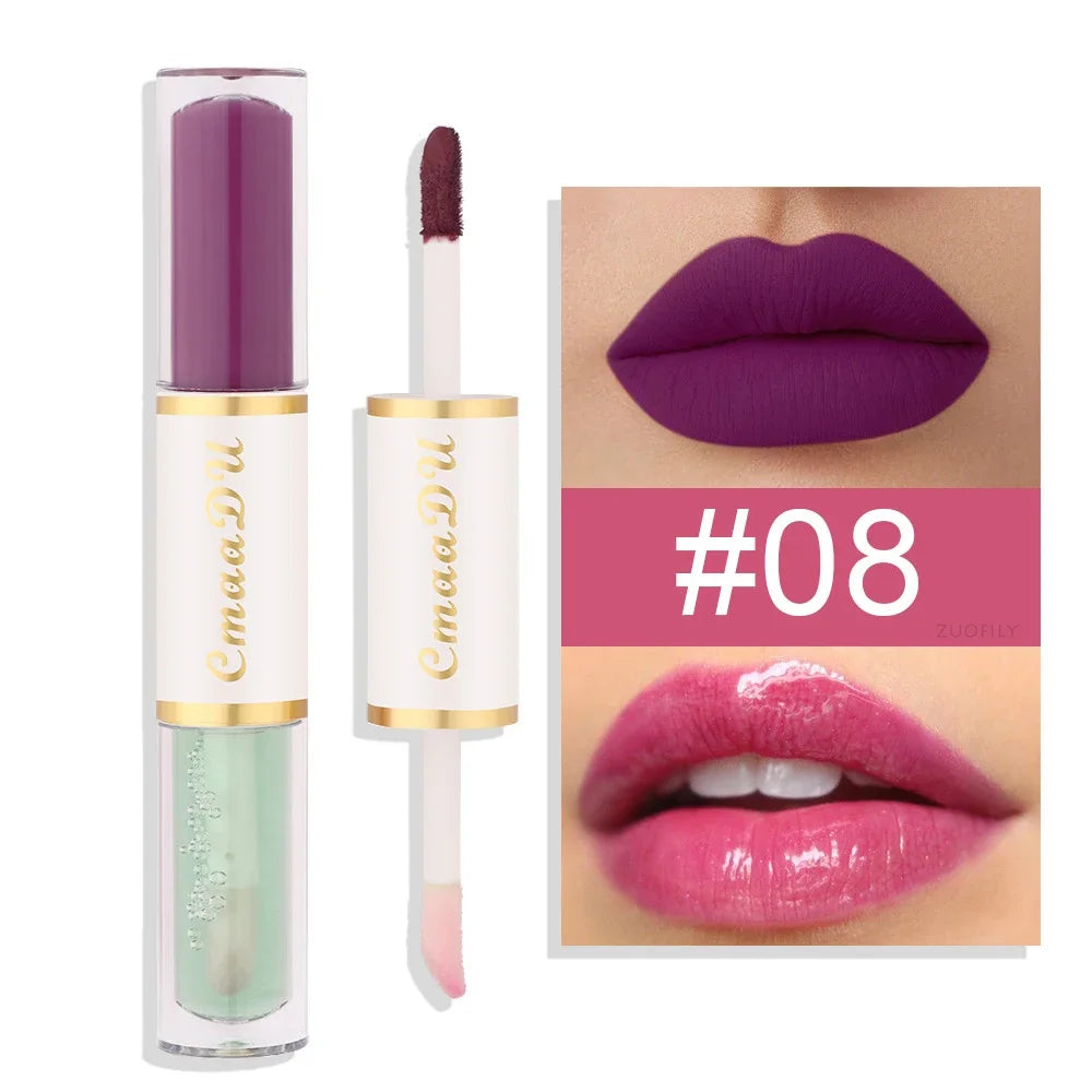 5 In 1 Matte Lipstick Kit Combo Strip Velvet Sexy Red Lip Tint Non-stick Cup Lip Gloss Lip Oil Makeup Lips Cosmetic Set - kellylooksshop