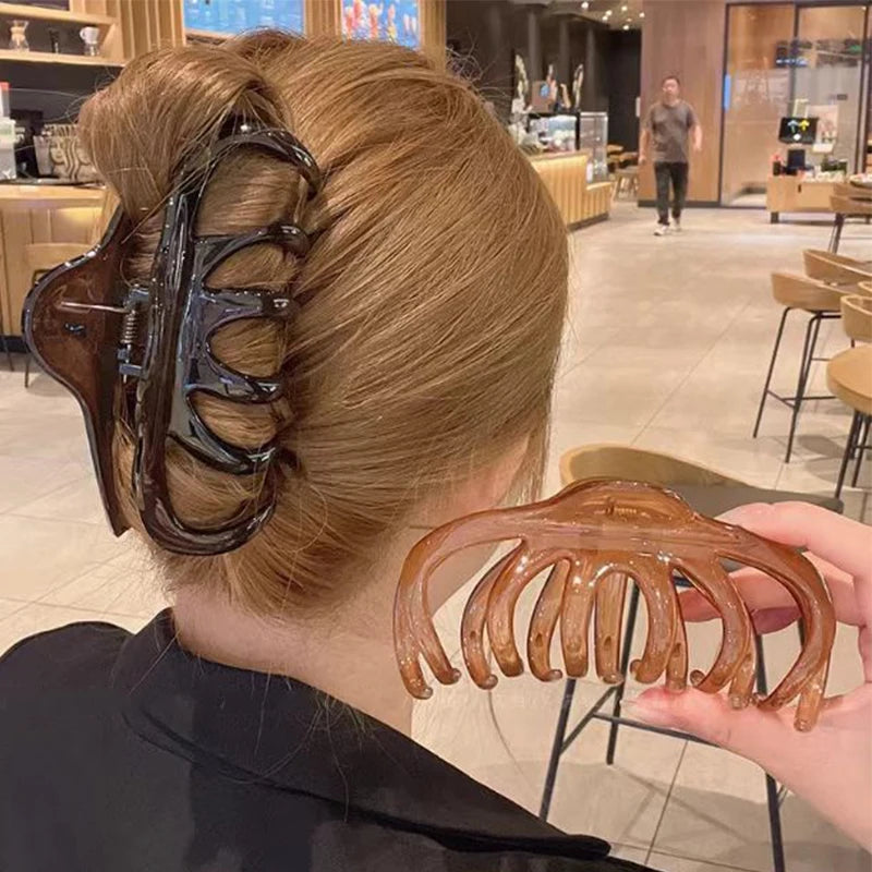 Elegant Solid Large Size Pumpkin Shape Hair Claw For Women Girls Long Thick Hair Claw Clip Headband Hair Clip Hair Accessories - Kellylooks Shop