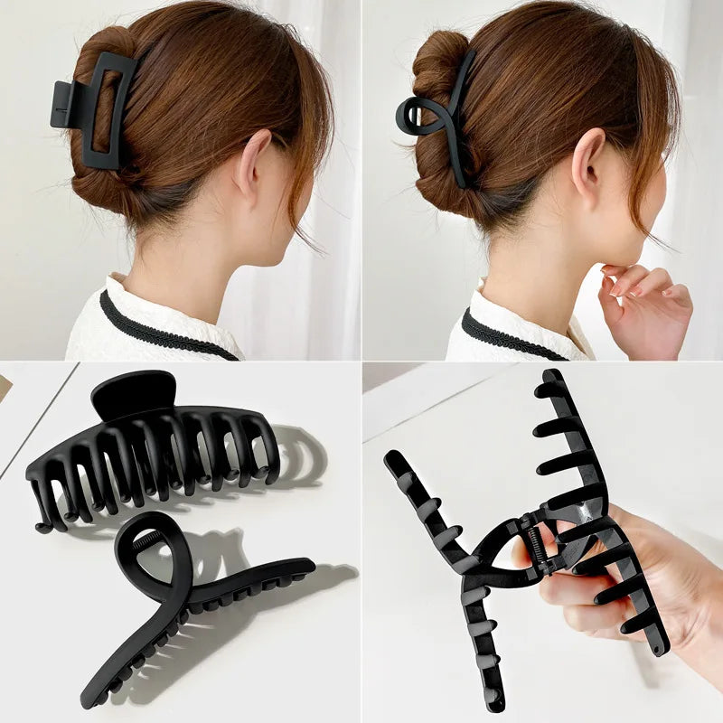 Women Elegant Black Geometric Plastic Hair Claw Lady Sweet Long Hair Holder Toothed Hair Clips Hairpins Fashion Hair Accessories - Kellylooks Shop