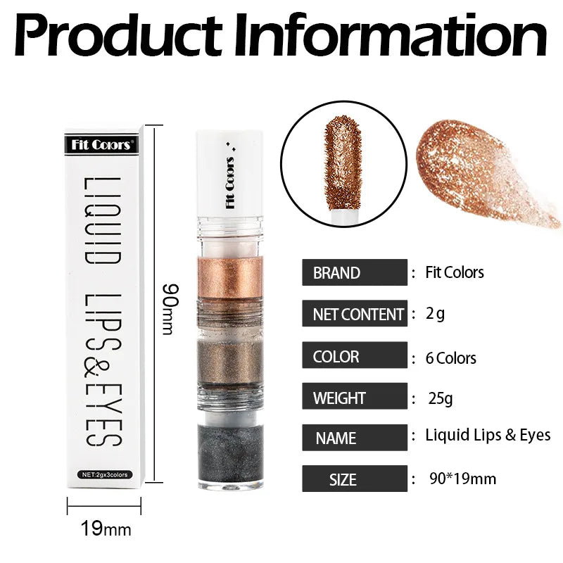 Fit Colors 3 Sections Smoky Eye Water Eyeshadow Diamond Liquid Pearl Shimmer Eye Shadow Liquid Lip Dye - kellylooksshop