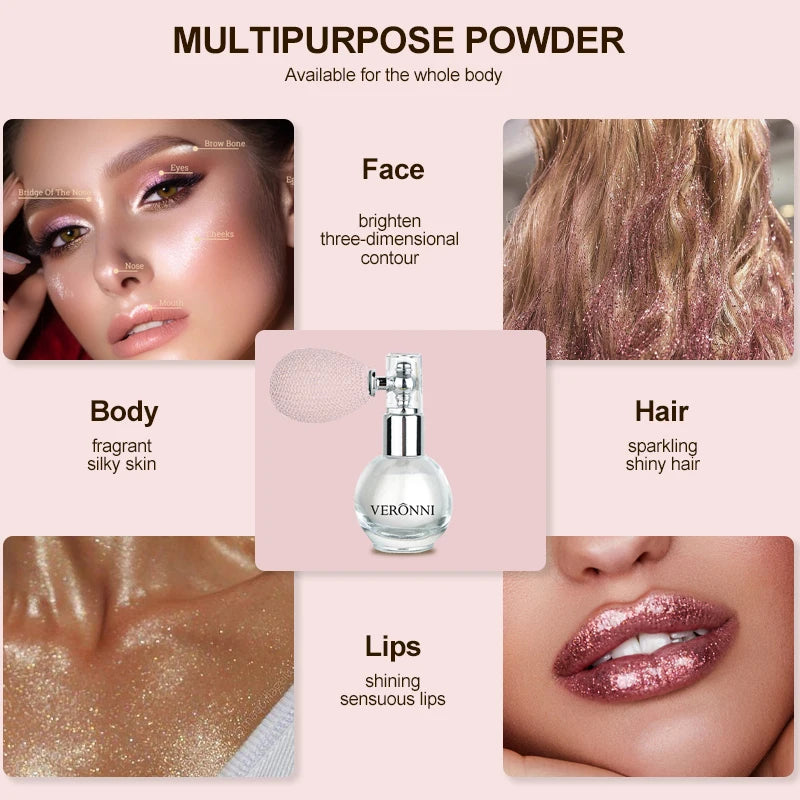 High Gloss Body Diamond Shimmering Spray Powder Highlight Powder Makeup Suitable for Facial and Body Skin Hair Clothes Cosmetics - Kellylooks Shop