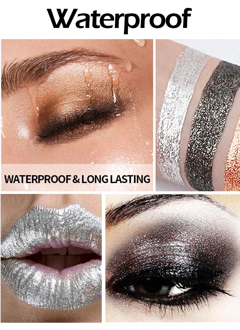 Fit Colors 3 Sections Smoky Eye Water Eyeshadow Diamond Liquid Pearl Shimmer Eye Shadow Liquid Lip Dye - kellylooksshop