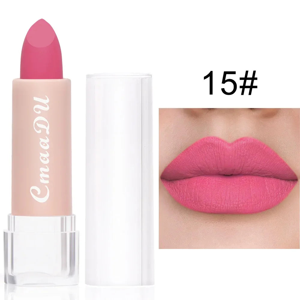 1PC Matte Nude Lipstick Waterproof Long Lasting Non-stick Cup Sexy Red Pink Velvet Lipsticks Women Makeup Cosmetic 15 Colors - kellylooksshop