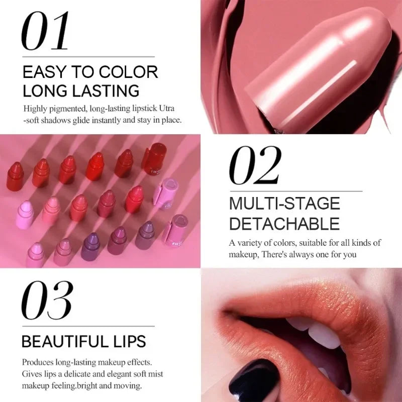 5 in 1 Matte Lipstick Crayon Kit Combo Red Purple Lip Tint Velvet Sexy Multicolour Lipstick Pen Non-stick Cup Lasting Lip Makeup - kellylooksshop