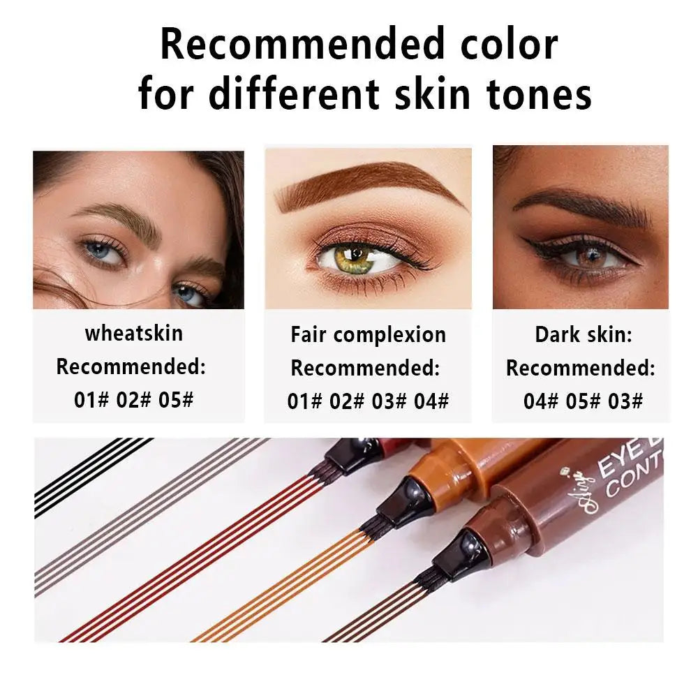 Four-pronged eyebrow pencil,waterproof,long-lasting,non-decoloring,four-pronged wild eyebrow pencil,liquid water eyebrow pencil - kellylooksshop