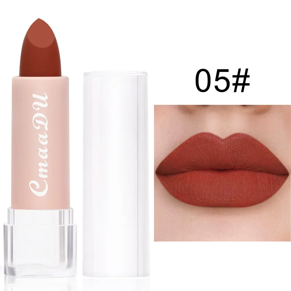 1PC Matte Nude Lipstick Waterproof Long Lasting Non-stick Cup Sexy Red Pink Velvet Lipsticks Women Makeup Cosmetic 15 Colors - kellylooksshop