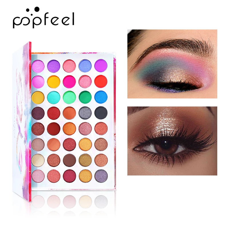 POPFEEL 40 Color Eyeshadow Palette Colorful Pearlescent Matte Multi-color Combination Makeup Eyeshadow - kellylooksshop