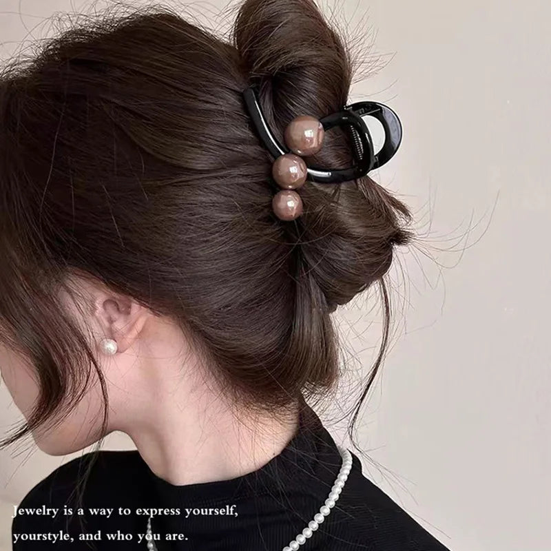 Elegant Pearls 3.15in Cross Hair Claw For Women Girls Sweet Hair Ornament Claw Clip Hair Clip Hairpin Fashion Hair Accessories - Kellylooks Shop
