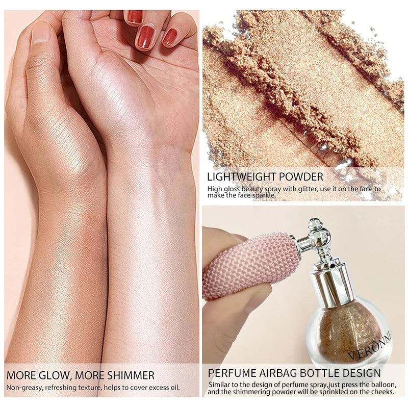 High Gloss Body Diamond Shimmering Spray Powder Highlight Powder Makeup Suitable for Facial and Body Skin Hair Clothes Cosmetics - Kellylooks Shop