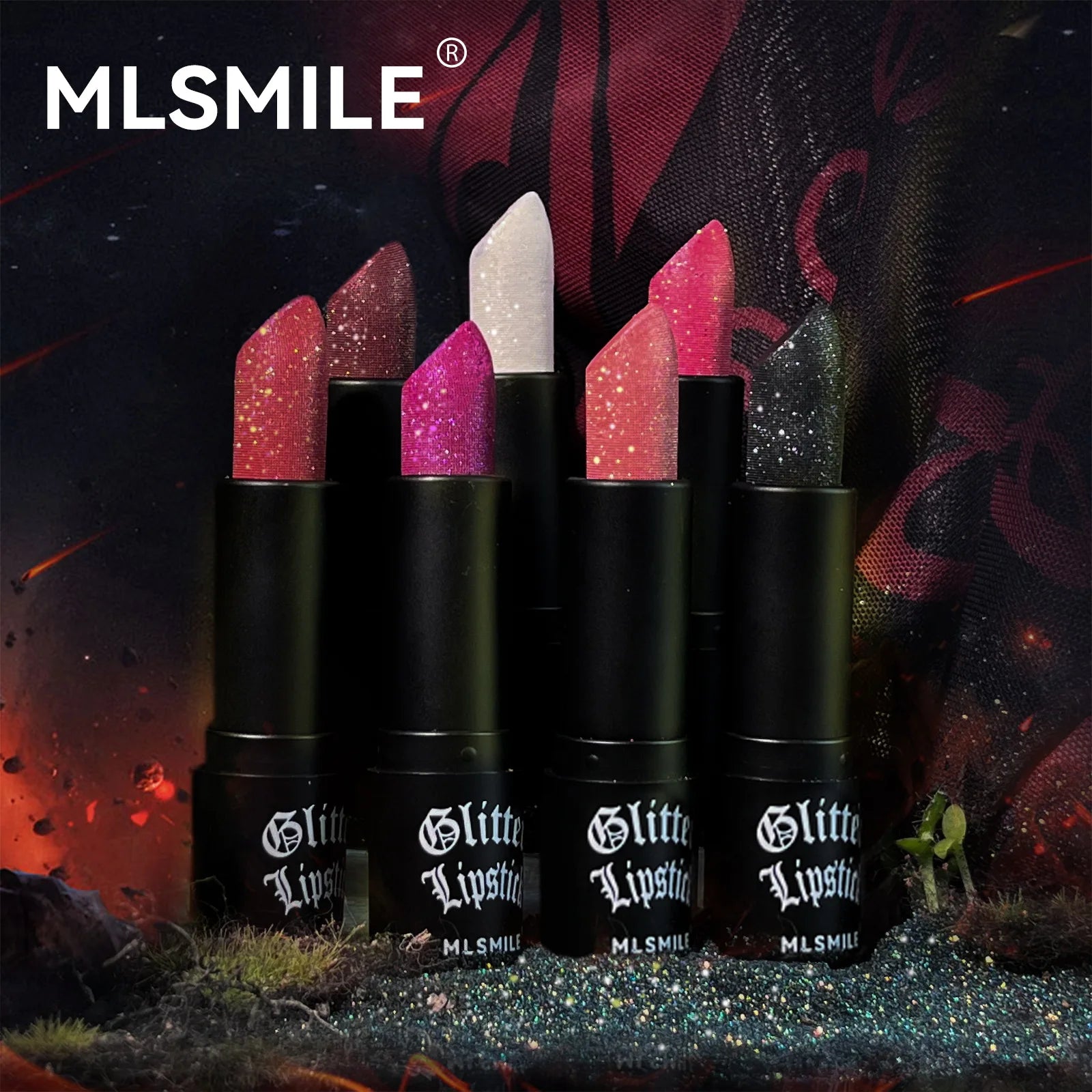 7Colors Glitter Lipstick Waterproof Long Lasting Diamond Pearlescent Metallic Lipstick Black Lipgloss Women Lips Makeup Cosmetic - kellylooksshop