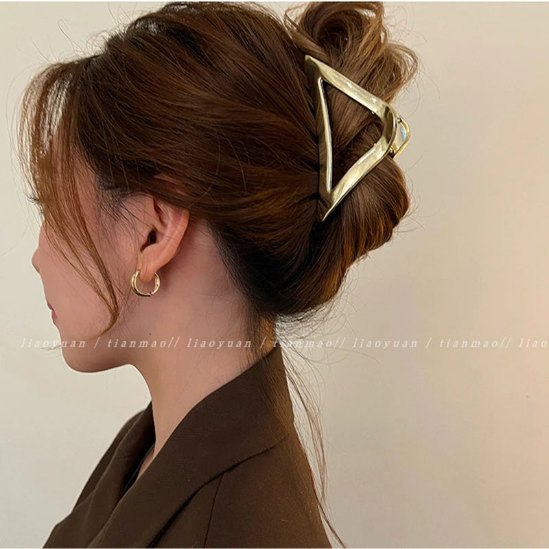Fashion Elegant Gold Color S-shaped Metal Hairpins Hair Claw For Women Girls Korean Hair Clips Ponytail Clip Hair Accessories - Kellylooks Shop