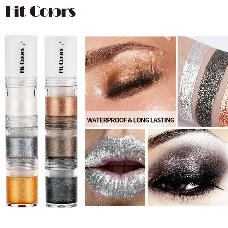 Fit Colors 3 Sections Smoky Eye Water Eyeshadow Diamond Liquid Pearl Shimmer Eye Shadow Liquid Lip Dye - kellylooksshop
