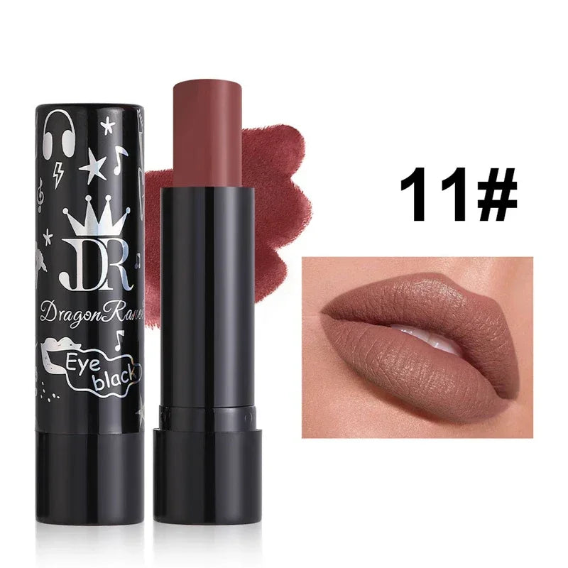 New 12 Colors Matte Lipsticks Waterproof Pink Black Blue Velvet Lipstick Long Lasting Makeup Lip Stick Halloween Cosmetics NEW - kellylooksshop