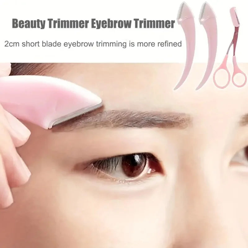 Eyebrow Trimmer Set, Curved Eyebrow Razor, Eyebrow Scissors With Comb, Convenient Easy Beauty Tools For Beginners - Kellylooks Shop