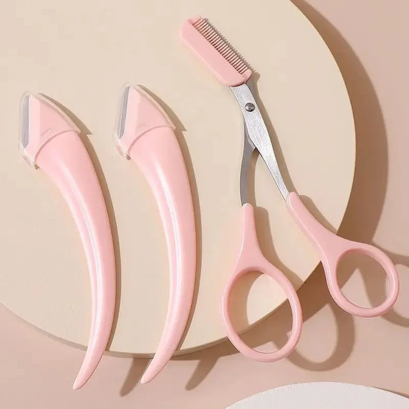 Eyebrow Trimmer Set, Curved Eyebrow Razor, Eyebrow Scissors With Comb, Convenient Easy Beauty Tools For Beginners - Kellylooks Shop
