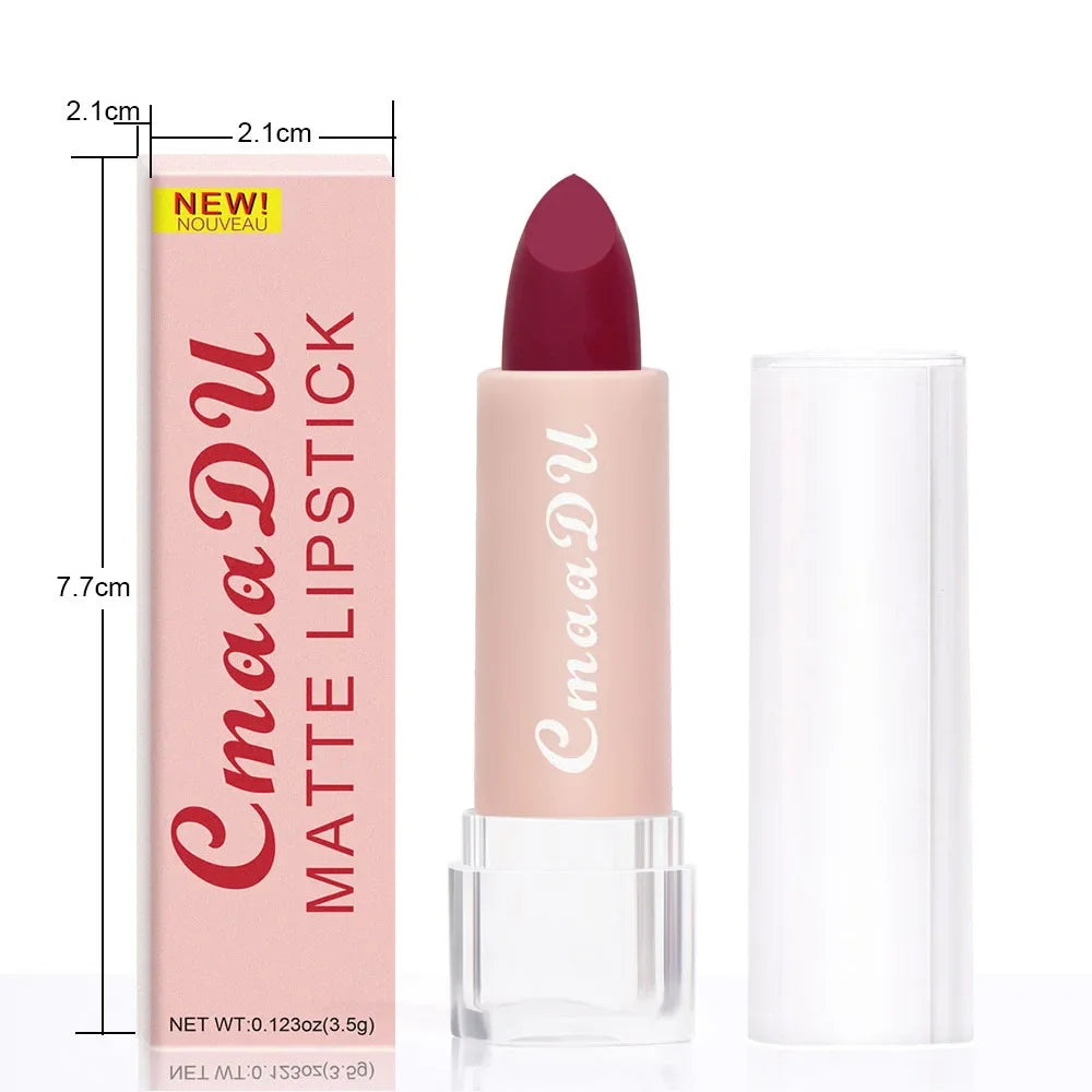 1PC Matte Nude Lipstick Waterproof Long Lasting Non-stick Cup Sexy Red Pink Velvet Lipsticks Women Makeup Cosmetic 15 Colors - kellylooksshop