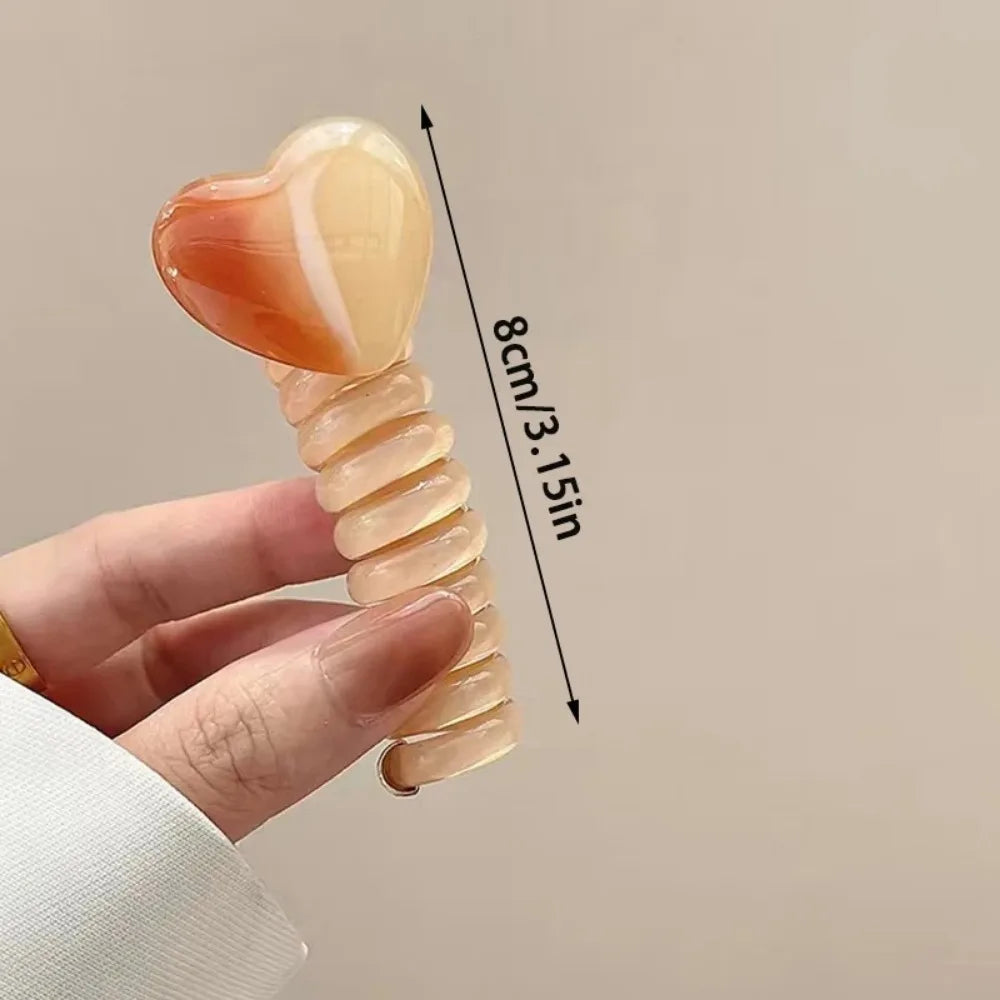 Elastic Spiral Telephone Wire Hairband Love Ponytails Braid Head Rubber Korea Girls Heart Hair Tie Women Temperament Accessories - Kellylooks Shop