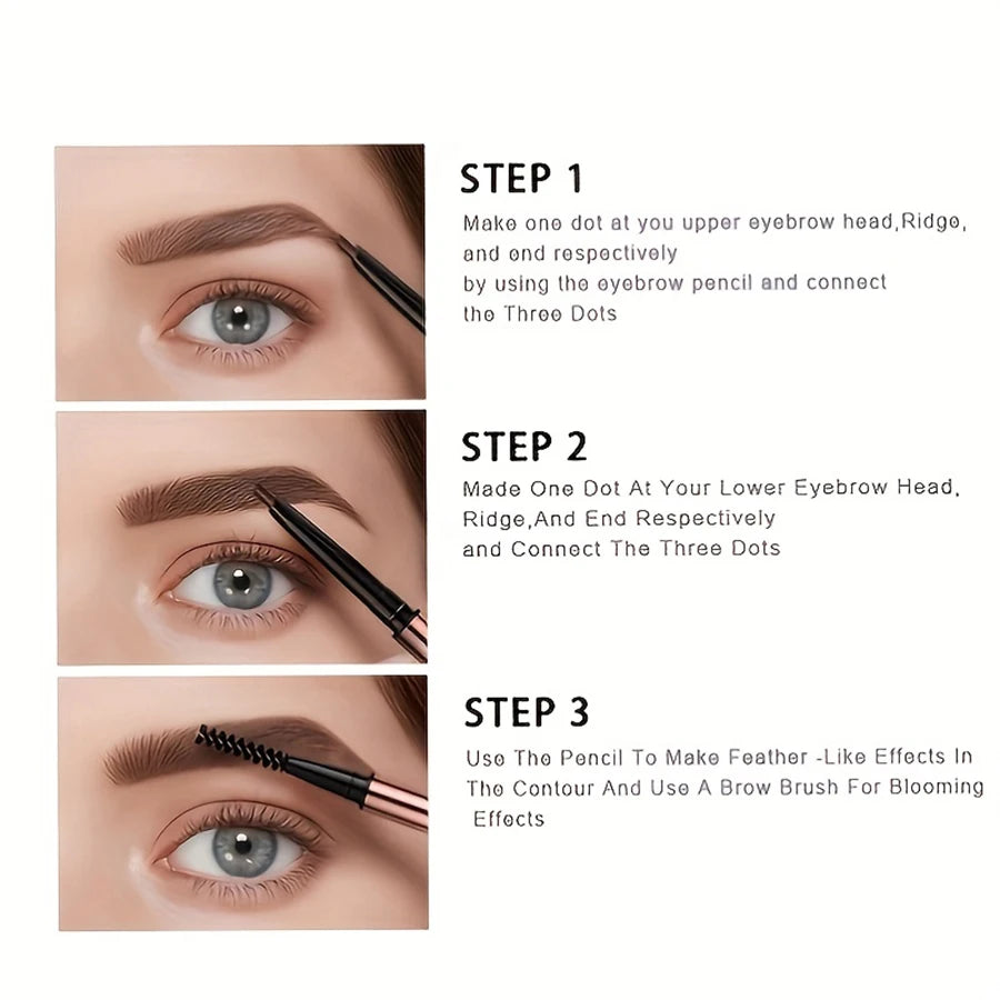 Double headed eyebrow pencil, extremely fine, waterproof, sweat resistant, and long-lasting - kellylooksshop