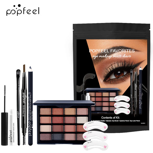 POPFEEL Eye Makeup Kit Makeup Set, Mini Makeup Kit, Eey Shadow Palette Eyebrow Mascara Eyeliner - kellylooksshop