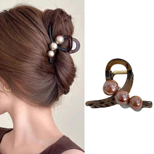 Elegant Pearls 3.15in Cross Hair Claw For Women Girls Sweet Hair Ornament Claw Clip Hair Clip Hairpin Fashion Hair Accessories