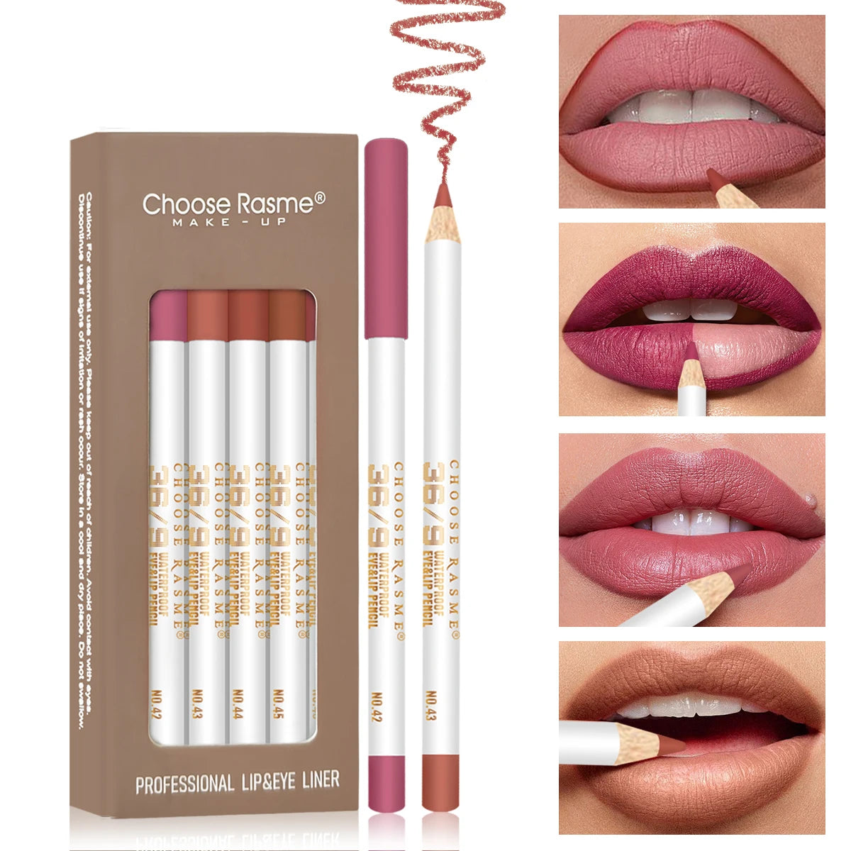CHOOSE RASME 12pcs Lip Liner Pen 12 Colors Waterproof And Sweat-proof Not Easy To Fade Non-stick Cup Nude Lipstick Pencil SET - kellylooksshop