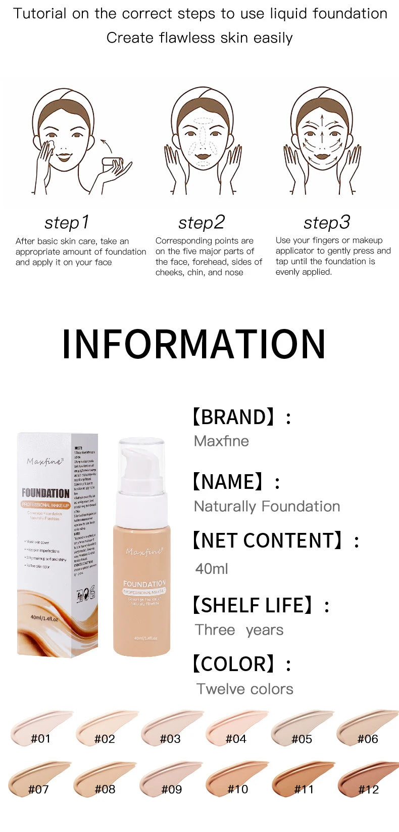 Liquid Foundation Effective Concealer Waterproof Sweat-resistant Makeup Professional Cosmetics - Kellylooks Shop