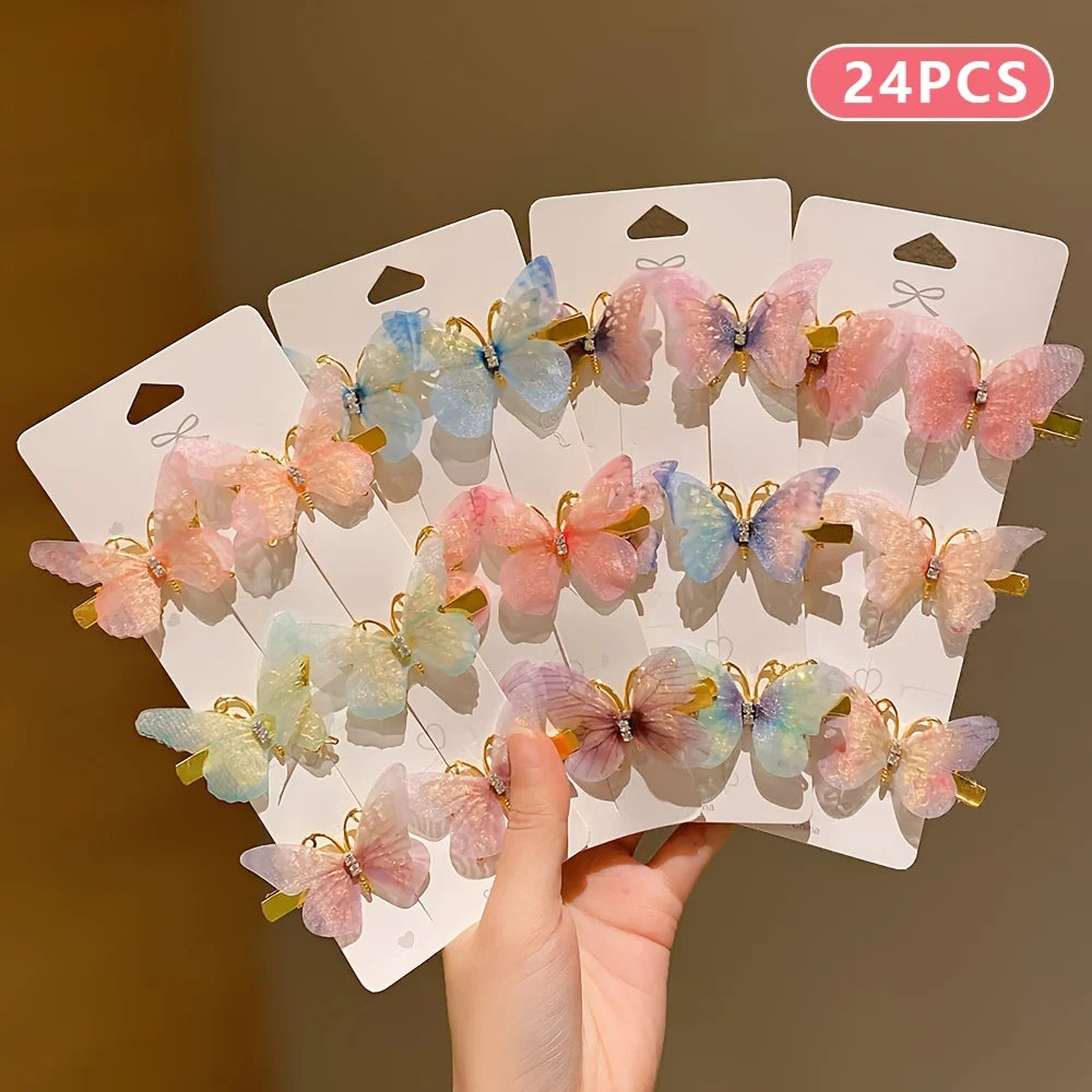 6/12/24/36 pieces of sweet girl butterfly hairpins that do not hurt hair, super nice and cute hairpins - kellylooksshop