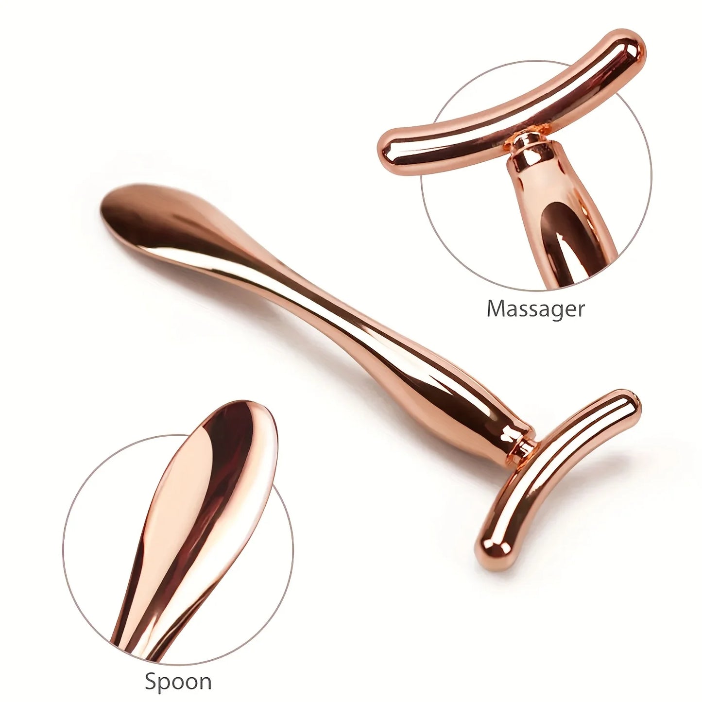 2-Piece Metal Facial Roller And Eye Massager Set, Aids In Eye And Face Cream Application, Manual Skin Care Tool Eye Massage Stic