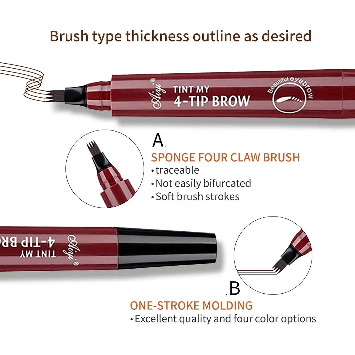 Four-pronged eyebrow pencil,waterproof,long-lasting,non-decoloring,four-pronged wild eyebrow pencil,liquid water eyebrow pencil - kellylooksshop